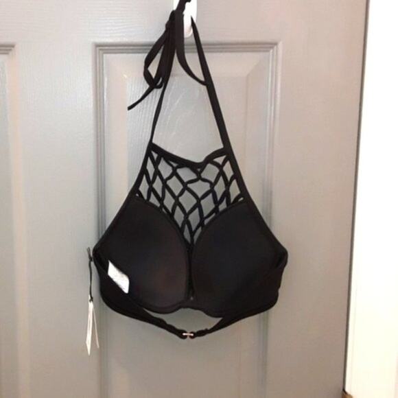 NWT 34D Shade & Shore Padded Fishnet Macrame Netted Bikini Top - Picture 5 of 5